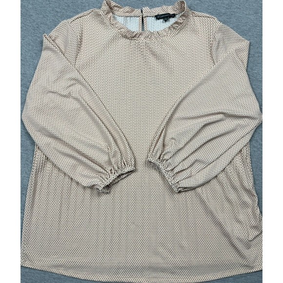 Adrianna Papell Top Womens Large Peach 3/4 Sleeve Button Neck Blouse - Picture 1 of 9